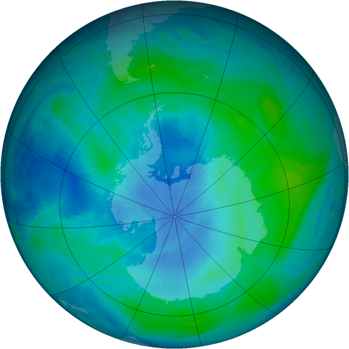 Antarctic ozone map for 23 February 2001